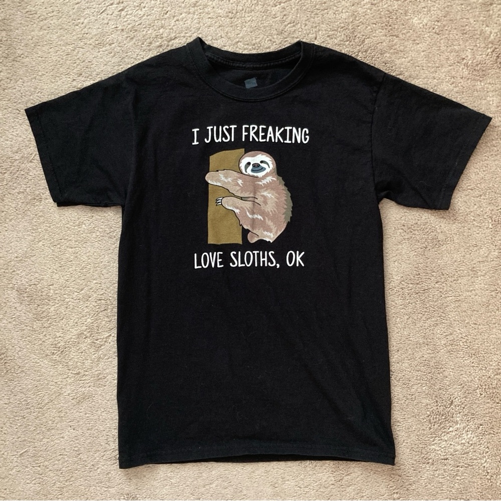 black sloth tshirt size small